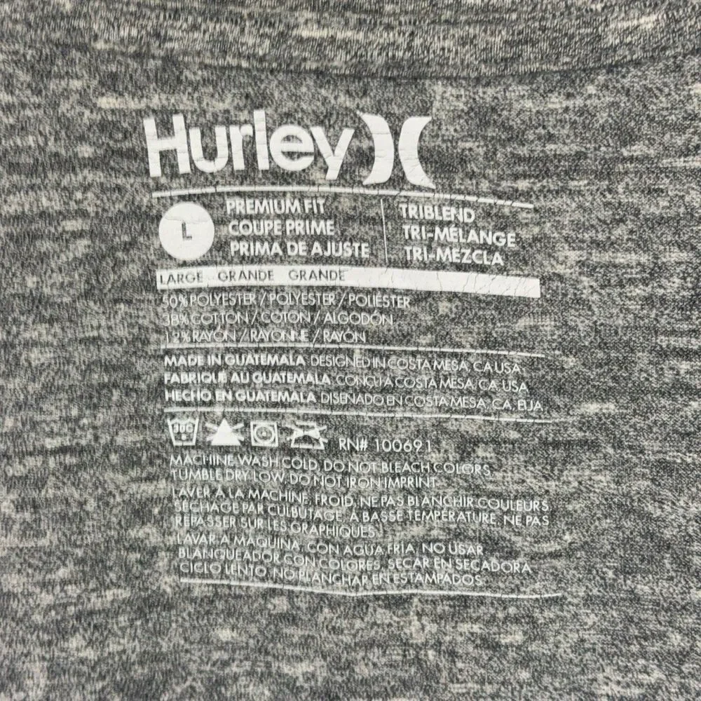 Hurley Graphic Tee Shirt Freedom Co Premium Fit Triblend Large L Gray Heather - Picture 9 of 9